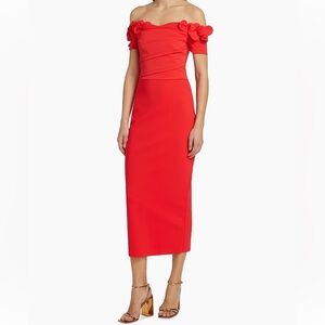 Chiara Boni La Petite Robe Yiana Off-The-Shoulder Midi-Dress Size 12 NWTWD